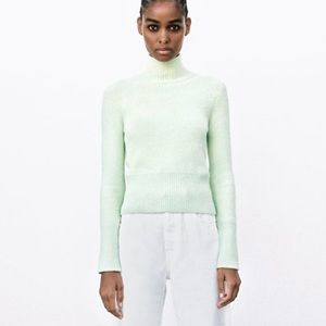 Zara NWOT Soft Green High Mock Neck Sweater - XL